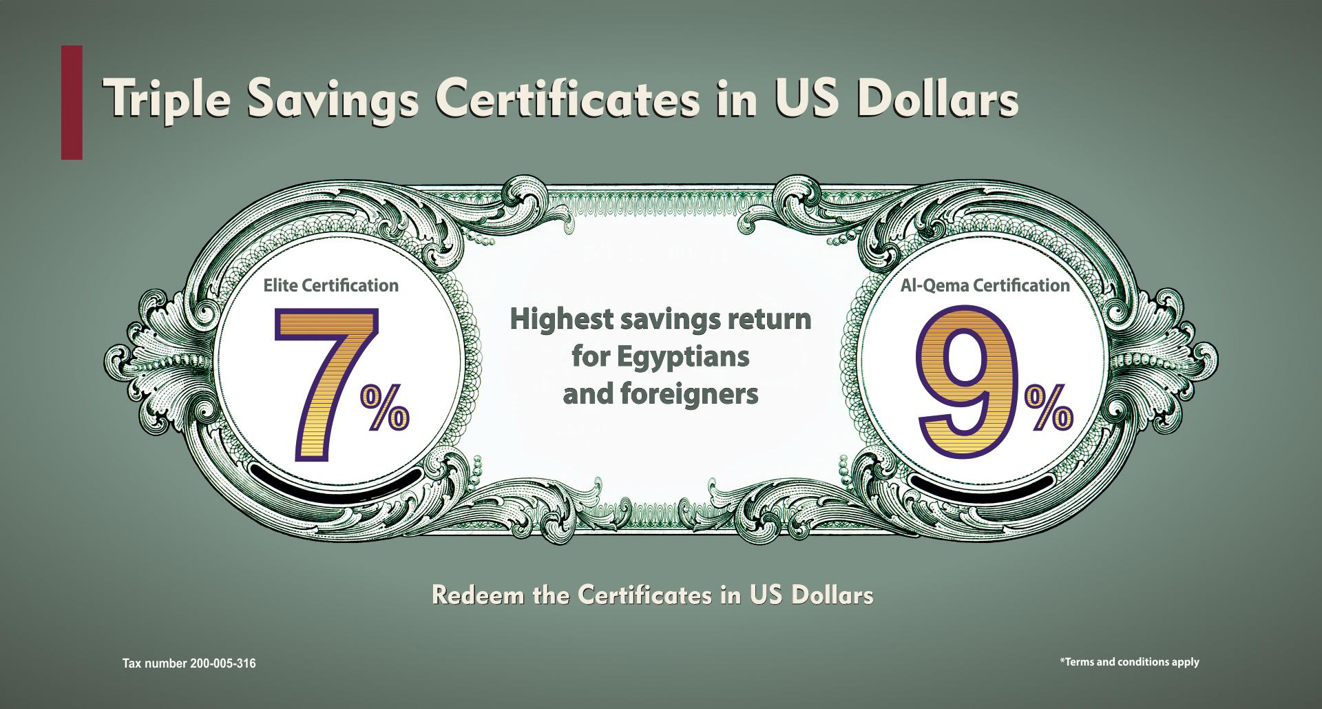 Banquemisr - Distinguished dollar certificates for three years